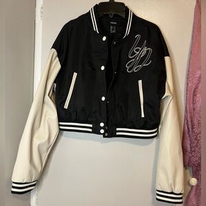 Forever 21 Black and Cream Varsity Jacket